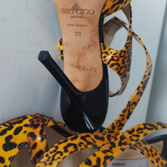 Jimmy Choo Patent Leather Leopard Print Shoes - Size 38 (US 7.5) - Picture 6 of 7